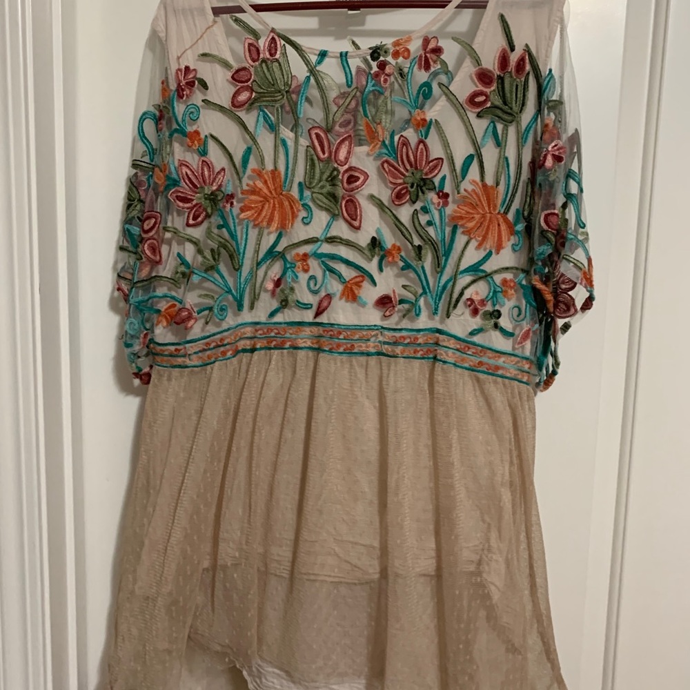 Embroidered Tulle Shirt